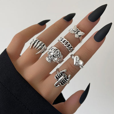 YADELAI Retro Alloy Snake Moon Ring Set Simple Style Gothic ring Jewelry Suit New 2021 Fashion Trend Jewelry Accessories