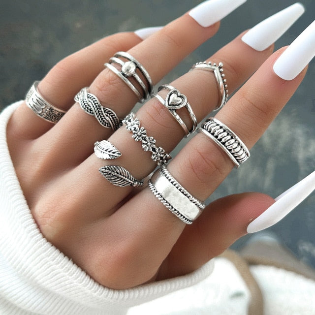 YADELAI Retro Alloy Snake Moon Ring Set Simple Style Gothic ring Jewelry Suit New 2021 Fashion Trend Jewelry Accessories