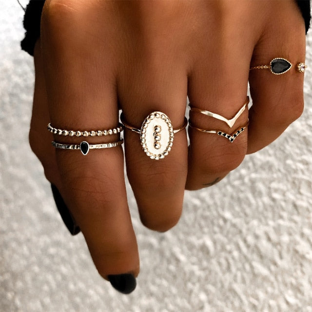 YADELAI Retro Alloy Snake Moon Ring Set Simple Style Gothic ring Jewelry Suit New 2021 Fashion Trend Jewelry Accessories