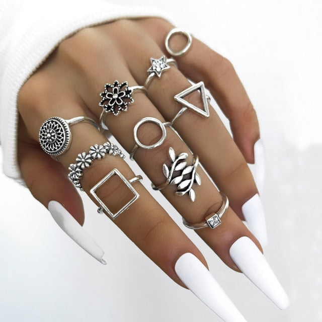 YADELAI Retro Alloy Snake Moon Ring Set Simple Style Gothic ring Jewelry Suit New 2021 Fashion Trend Jewelry Accessories