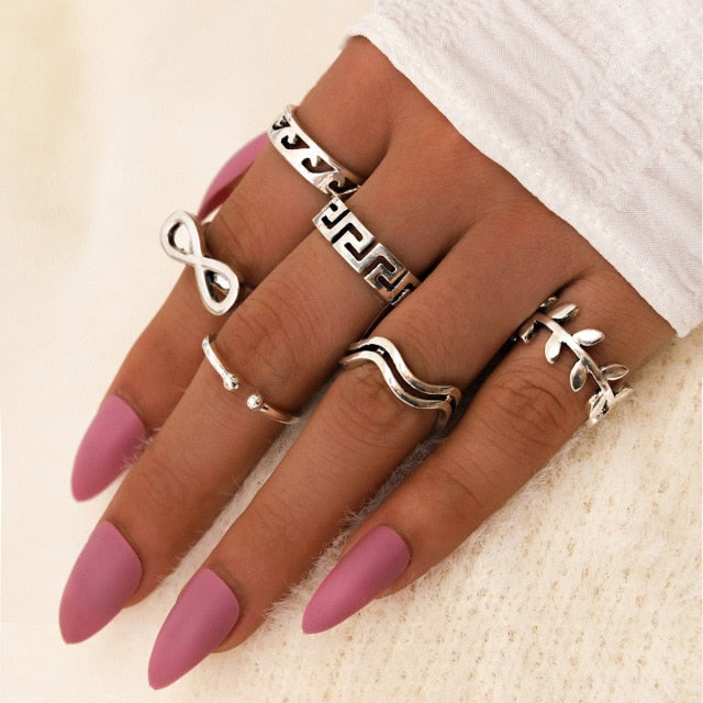 YADELAI Retro Alloy Snake Moon Ring Set Simple Style Gothic ring Jewelry Suit New 2021 Fashion Trend Jewelry Accessories