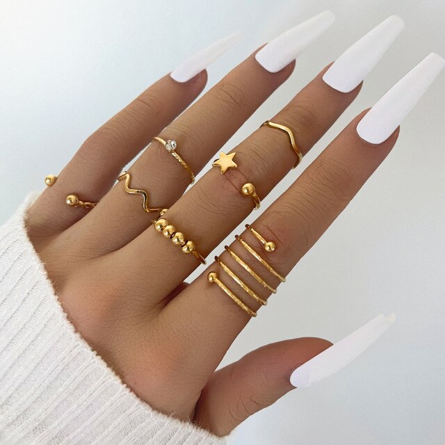 YADELAI Retro Alloy Snake Moon Ring Set Simple Style Gothic ring Jewelry Suit New 2021 Fashion Trend Jewelry Accessories