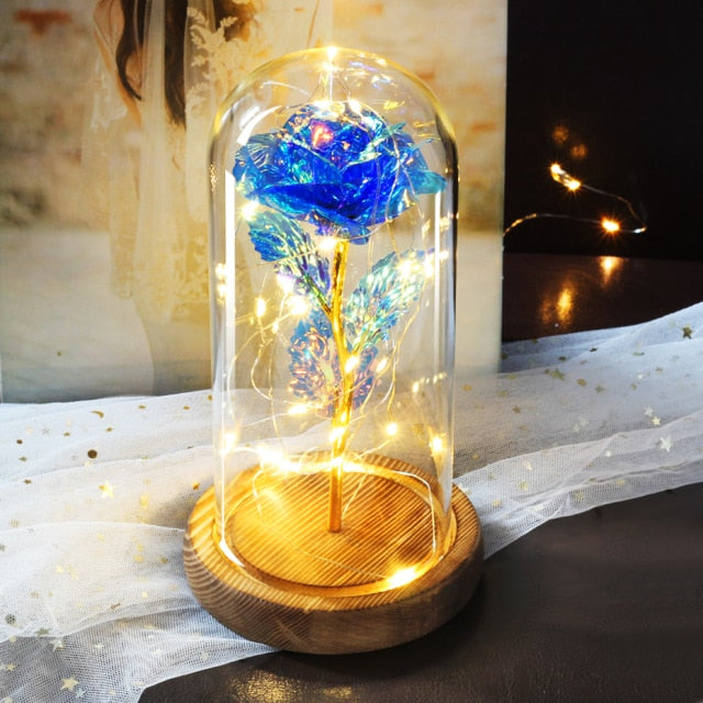Beauty And Beast Rose LED Forever In Glass Dome Red Rose Valentine's Christmas Day Special Romantic Birthday Gift For Girlfriend