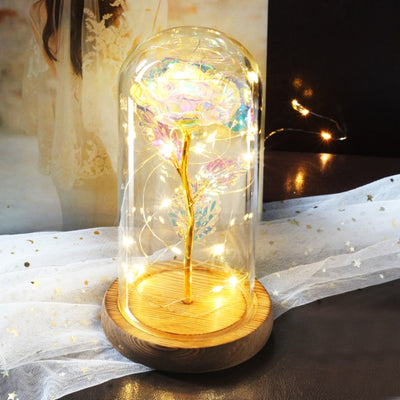 Beauty And Beast Rose LED Forever In Glass Dome Red Rose Valentine&#39;s Christmas Day Special Romantic Birthday Gift For Girlfriend
