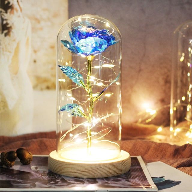 Beauty And Beast Rose LED Forever In Glass Dome Red Rose Valentine's Christmas Day Special Romantic Birthday Gift For Girlfriend