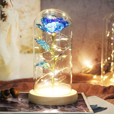 Beauty And Beast Rose LED Forever In Glass Dome Red Rose Valentine&#39;s Christmas Day Special Romantic Birthday Gift For Girlfriend