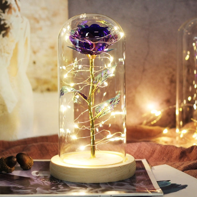 Beauty And Beast Rose LED Forever In Glass Dome Red Rose Valentine's Christmas Day Special Romantic Birthday Gift For Girlfriend