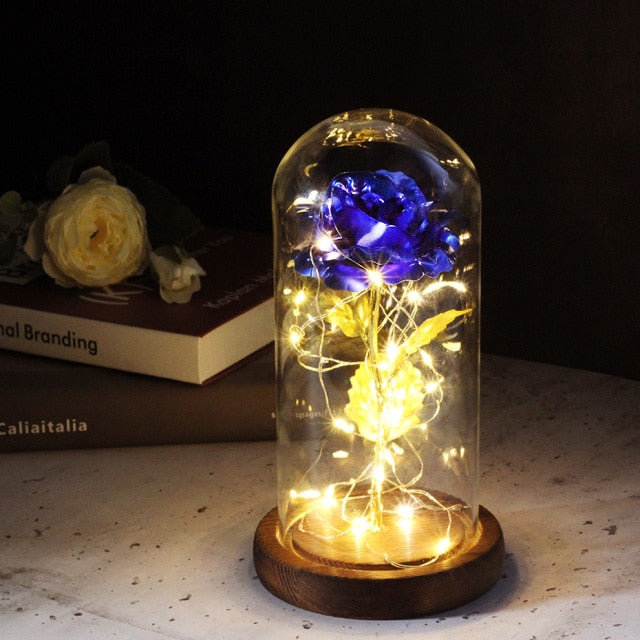 Beauty And Beast Rose LED Forever In Glass Dome Red Rose Valentine's Christmas Day Special Romantic Birthday Gift For Girlfriend