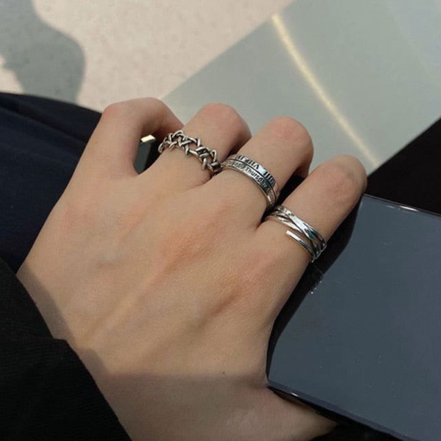 Hip Hop Cross Ring On Finger Chains Adjustable Jewelry Rings for Men Women Gothic anillos Aesthetic Rings 2021 Trend Accessories