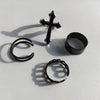 6Pcs/set Punk Finger Rings Minimalist Smooth Gold/black Geometric Metal Rings for Women Girls Party Jewelry Bijoux Femme