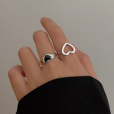 6Pcs/set Punk Finger Rings Minimalist Smooth Gold/black Geometric Metal Rings for Women Girls Party Jewelry Bijoux Femme
