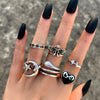 6Pcs Vintage Gothic Butterfly Angle Flower Multi Element Ring Set For Women Men Retro Personality Finger Ring Gifts