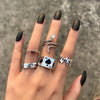 6Pcs Vintage Gothic Butterfly Angle Flower Multi Element Ring Set For Women Men Retro Personality Finger Ring Gifts