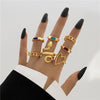 6Pcs Vintage Gothic Butterfly Angle Flower Multi Element Ring Set For Women Men Retro Personality Finger Ring Gifts