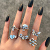 6Pcs Vintage Gothic Butterfly Angle Flower Multi Element Ring Set For Women Men Retro Personality Finger Ring Gifts