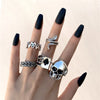 6Pcs Vintage Gothic Butterfly Angle Flower Multi Element Ring Set For Women Men Retro Personality Finger Ring Gifts
