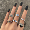 6Pcs Vintage Gothic Butterfly Angle Flower Multi Element Ring Set For Women Men Retro Personality Finger Ring Gifts