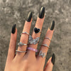 6Pcs Vintage Gothic Butterfly Angle Flower Multi Element Ring Set For Women Men Retro Personality Finger Ring Gifts