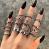 6Pcs Vintage Gothic Butterfly Angle Flower Multi Element Ring Set For Women Men Retro Personality Finger Ring Gifts