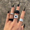 6Pcs Vintage Gothic Butterfly Angle Flower Multi Element Ring Set For Women Men Retro Personality Finger Ring Gifts