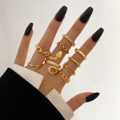 6Pcs Vintage Gothic Butterfly Angle Flower Multi Element Ring Set For Women Men Retro Personality Finger Ring Gifts