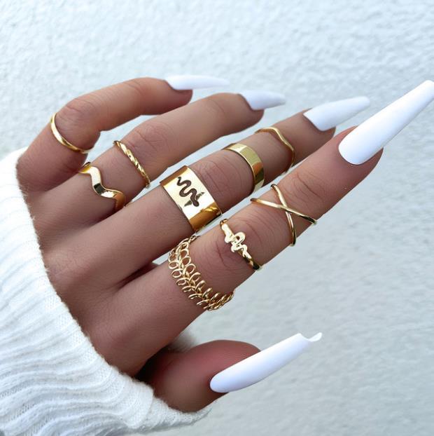 Moon Star Matching Rings for Women Anillos Mujer Gold Ring Set Bagues Girls Anillo Bohemian Jewellery Slytherin Accessories