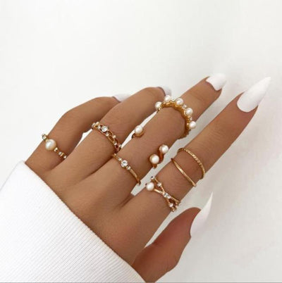 Moon Star Matching Rings for Women Anillos Mujer Gold Ring Set Bagues Girls Anillo Bohemian Jewellery Slytherin Accessories