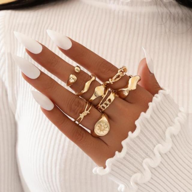 Moon Star Matching Rings for Women Anillos Mujer Gold Ring Set Bagues Girls Anillo Bohemian Jewellery Slytherin Accessories