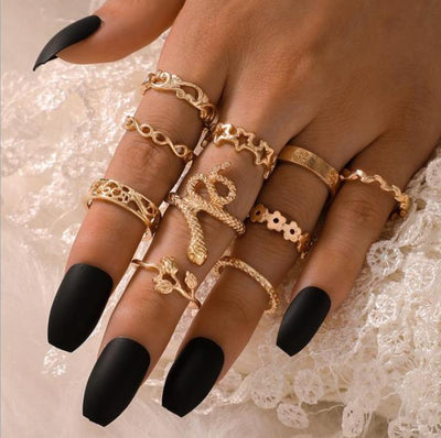 Moon Star Matching Rings for Women Anillos Mujer Gold Ring Set Bagues Girls Anillo Bohemian Jewellery Slytherin Accessories