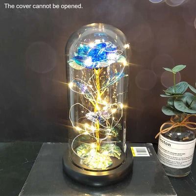 Eternal Red Rose In LED Glass Dome Gold Foil Flower Forever Rose New Year Valentine&#39;S Day Wedding Gift For Girlfriend Lover