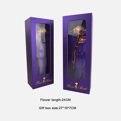 Eternal Red Rose In LED Glass Dome Gold Foil Flower Forever Rose New Year Valentine&#39;S Day Wedding Gift For Girlfriend Lover