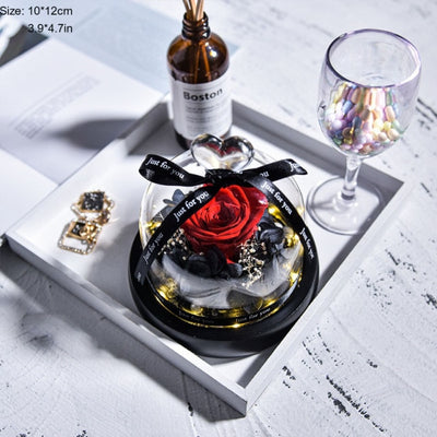 Eternal Red Rose In LED Glass Dome Gold Foil Flower Forever Rose New Year Valentine&#39;S Day Wedding Gift For Girlfriend Lover