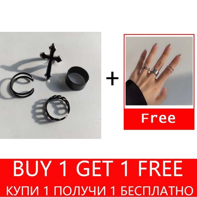 Hip Hop Cross Ring On Finger Chains Adjustable Jewelry Rings for Men Women Gothic anillos Aesthetic Rings 2021 Trend Accessories
