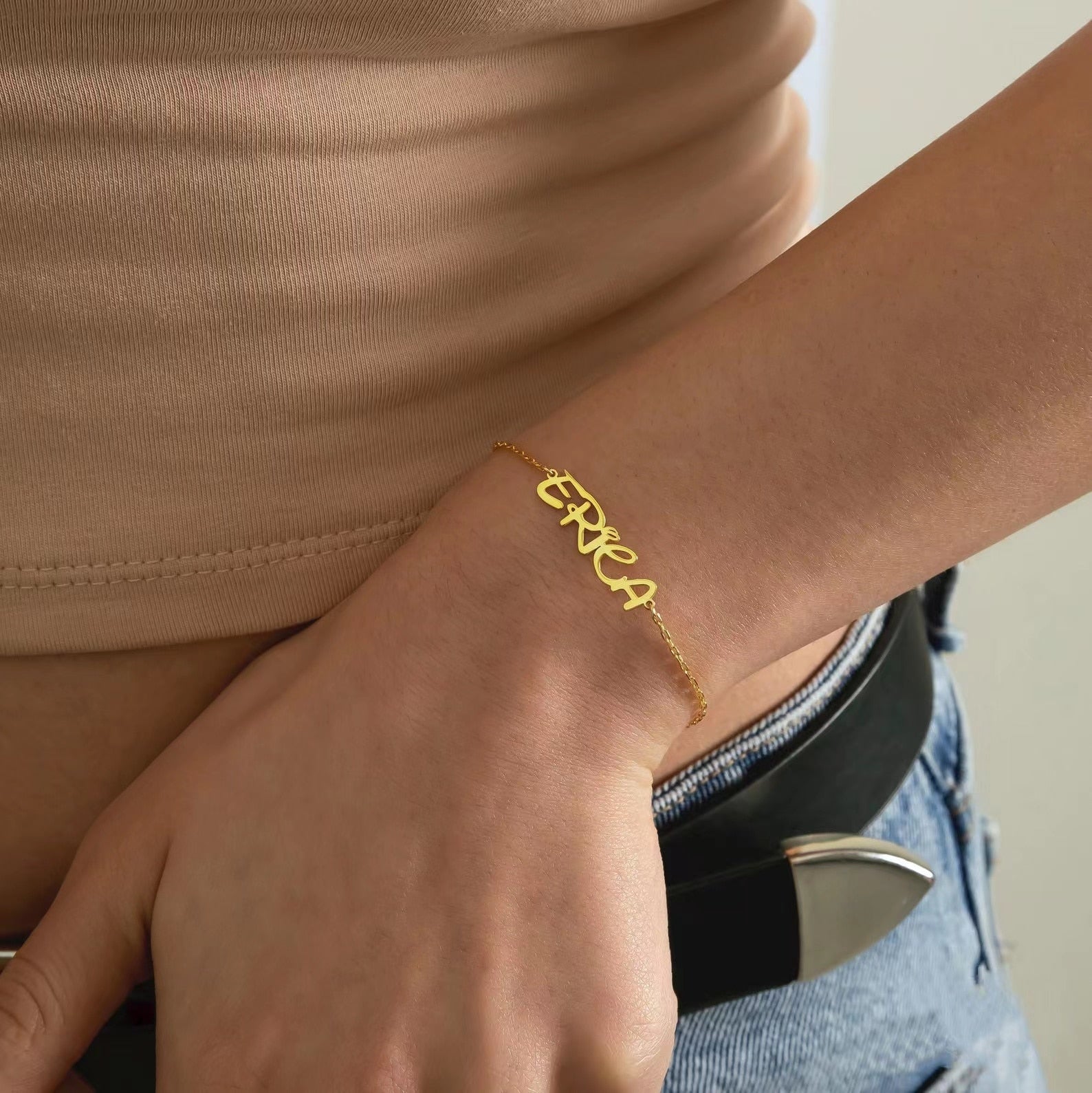 Custom Handwrite Name Bracelet for Women Personalized Gold Letter Bracelet Custom Stainless Steel Bracelet Jewelry Gift for Mom