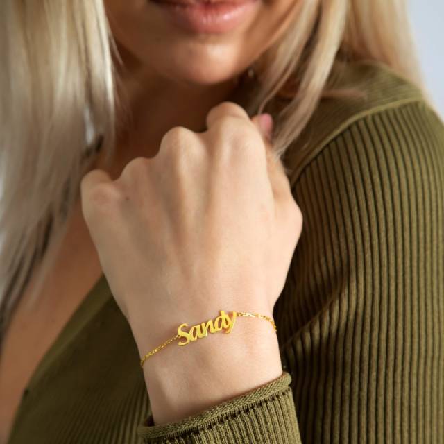 Custom Handwrite Name Bracelet for Women Personalized Gold Letter Bracelet Custom Stainless Steel Bracelet Jewelry Gift for Mom