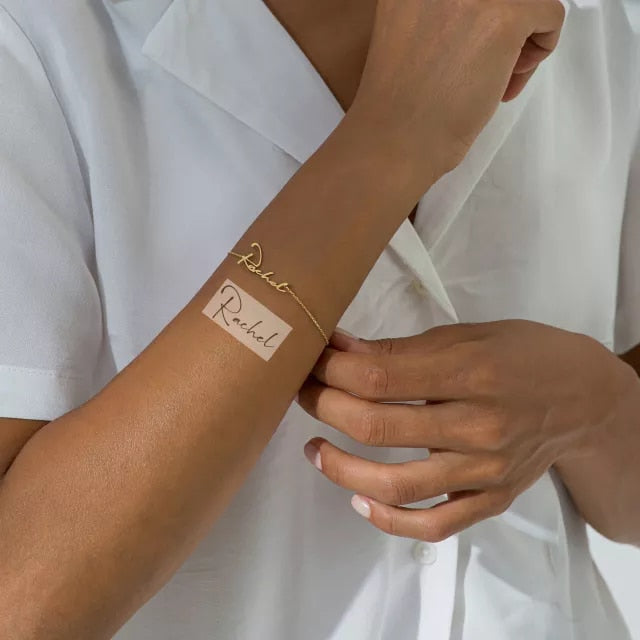 Custom Handwrite Name Bracelet for Women Personalized Gold Letter Bracelet Custom Stainless Steel Bracelet Jewelry Gift for Mom