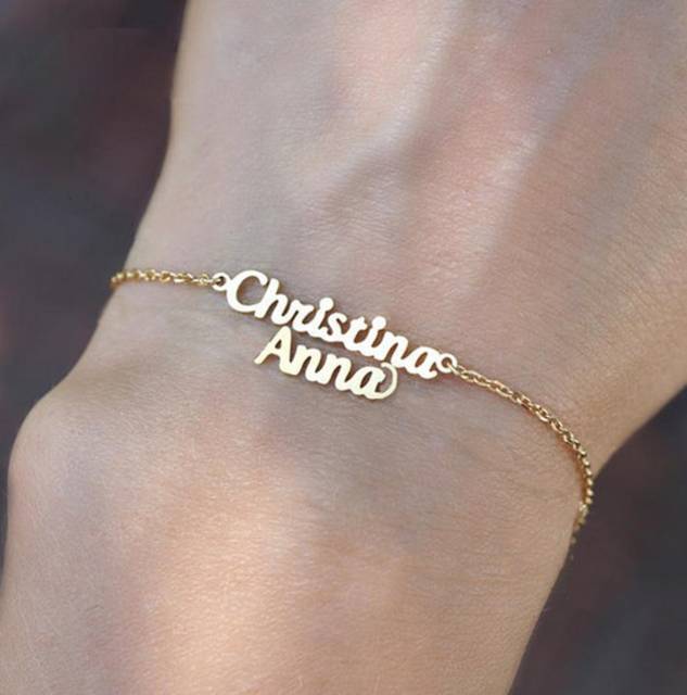 Custom Handwrite Name Bracelet for Women Personalized Gold Letter Bracelet Custom Stainless Steel Bracelet Jewelry Gift for Mom